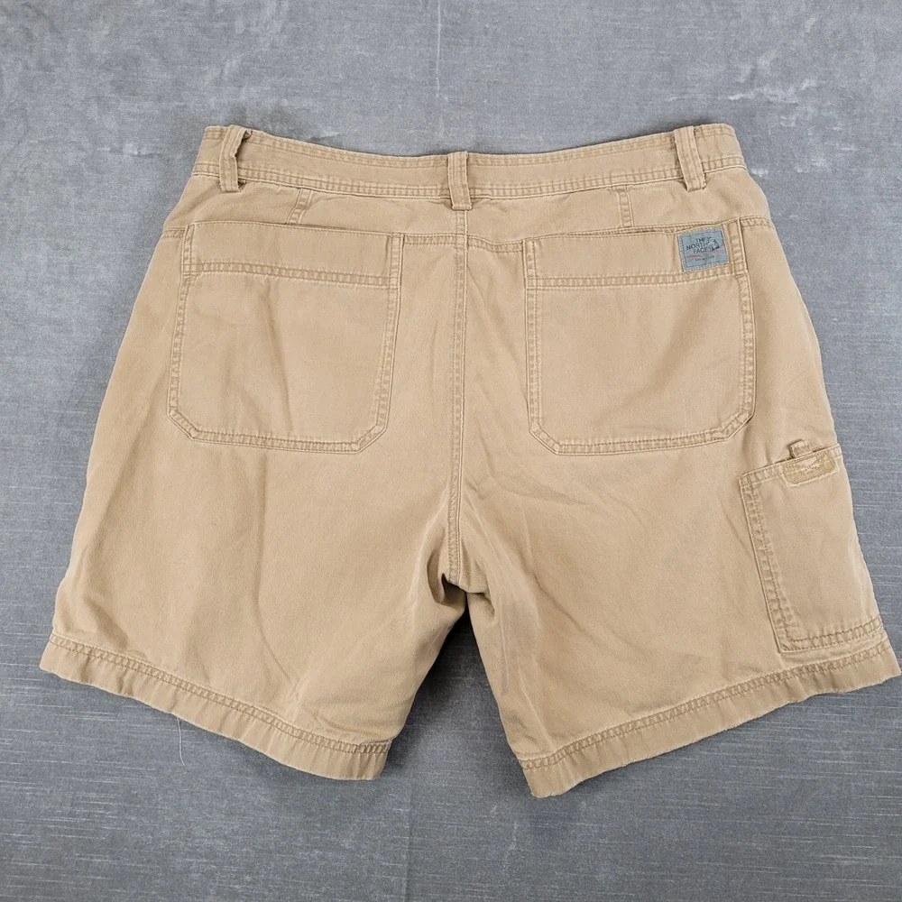 The North Face Y2K Mens Khaki‎ Cotton Twill Utility Carpenter Shorts Tan Size 36